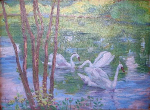 Le Lac Des Cygnes Oil Painting by Raphael-Leon Leguilloux