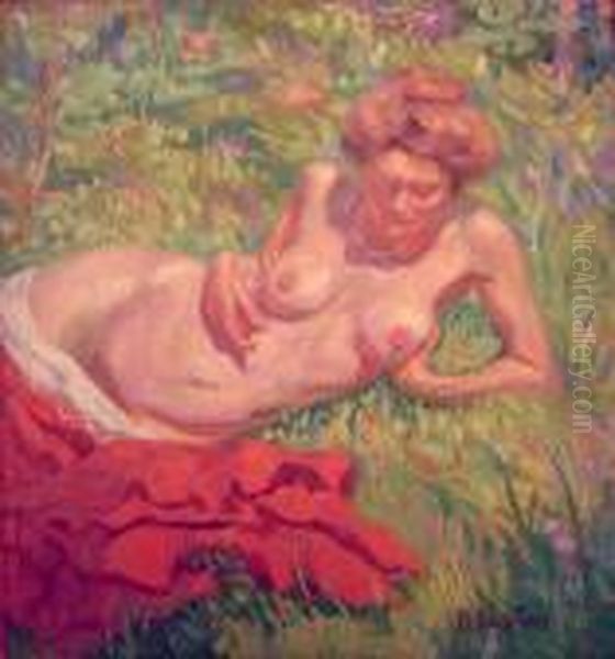 Dans L'herbe Oil Painting by Raphael-Leon Leguilloux