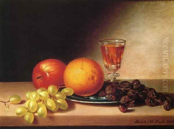 Fruit and Wine Oil Painting by Sarah Miriam Peale