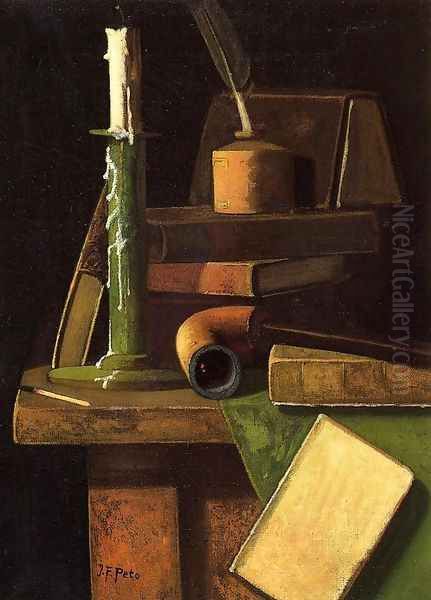 A Student's Desk Oil Painting by John Frederick Peto