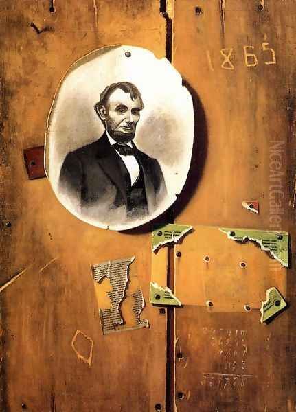 Board with Lincoln Photograph Oil Painting by John Frederick Peto