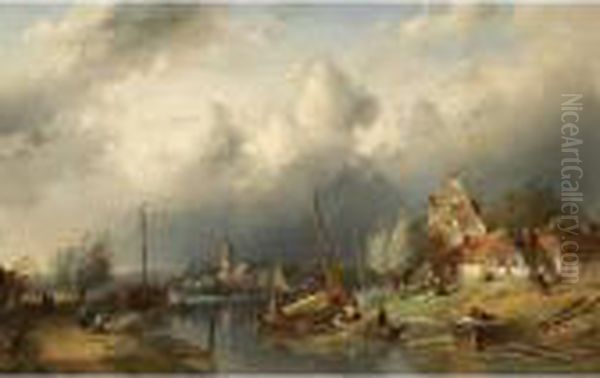 The Approaching Storm Oil Painting by Charles Henri Leickert