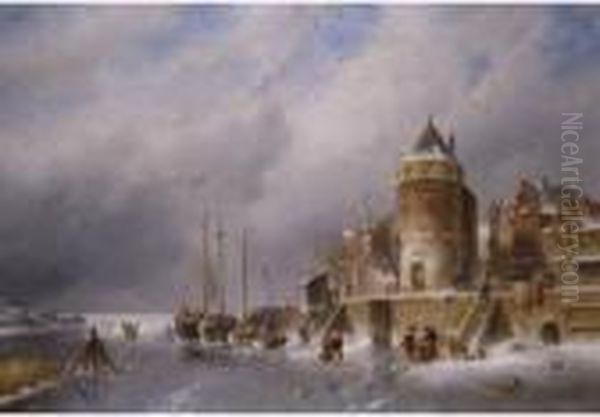 Ansicht Von Alt-amsterdam Oil Painting by Charles Henri Leickert