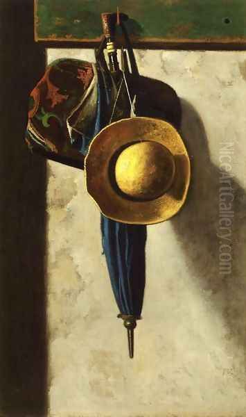 Carpetbag, Hat and Umbrella Oil Painting by John Frederick Peto