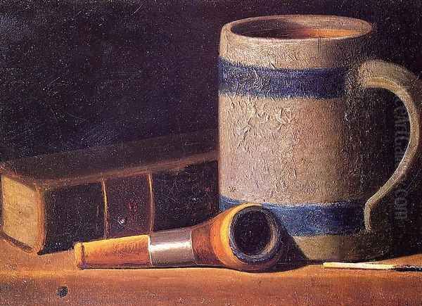 Still Life with Mug, Pipe and Book Oil Painting by John Frederick Peto