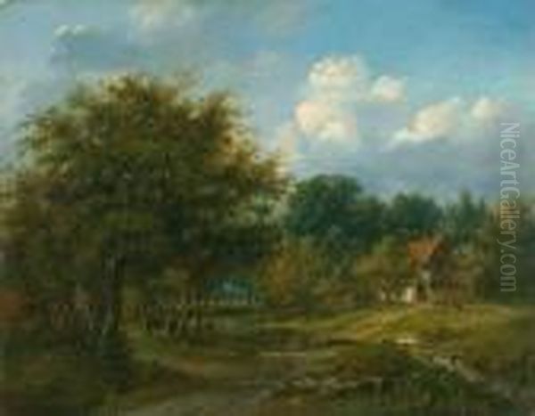 Landliche Szene. Oil Painting by Charles Henri Leickert