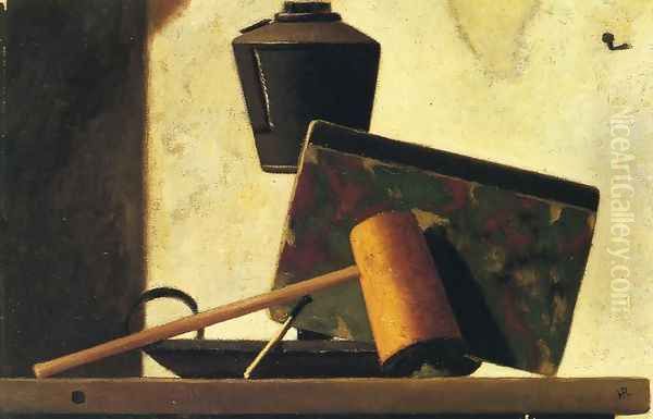 Still LIfe with Notebook and Pipe Oil Painting by John Frederick Peto