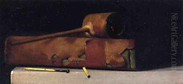 Still Life with Pipe and Book Oil Painting by John Frederick Peto