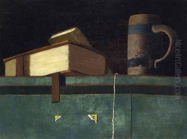 Still Life with Books and Mug Oil Painting by John Frederick Peto