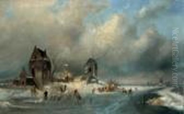 Signiert Unten Rechts: Ch. Leickert. Oil Painting by Charles Henri Leickert