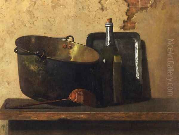 Wine and Brass Stewing Kettle Oil Painting by John Frederick Peto