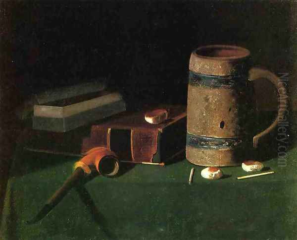 Still Life: Book and Mug Oil Painting by John Frederick Peto