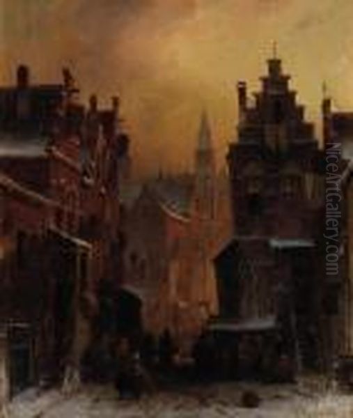 The Jewish Quarter In Amsterdam by Charles Henri Leickert