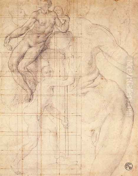 Adam and Eve at Work 1546-56 Oil Painting by (Jacopo Carucci) Pontormo