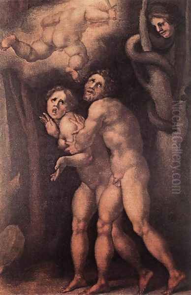 The Expulsion from Earthly Paradise c. 1535 Oil Painting by (Jacopo Carucci) Pontormo