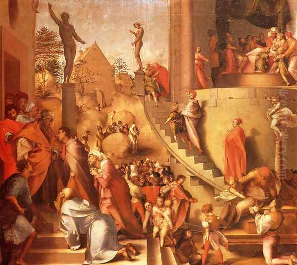 Joseph With Jacob In Egypt Oil Painting by (Jacopo Carucci) Pontormo