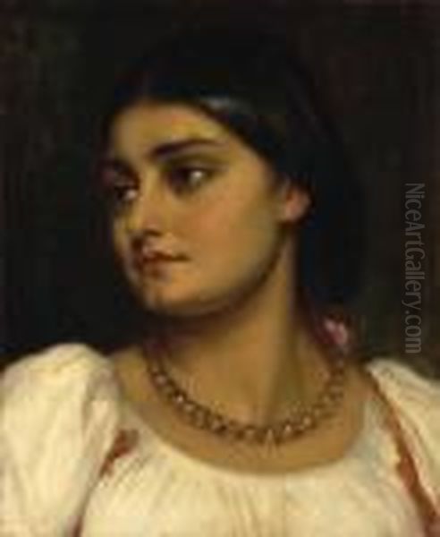 Frederic, Lord Leighton, P.r.a. Head Of A Roman Model Oil Painting by Frederick Leighton