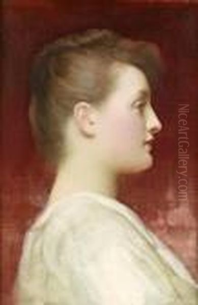 Girl In Profile Oil Painting by Frederick Leighton