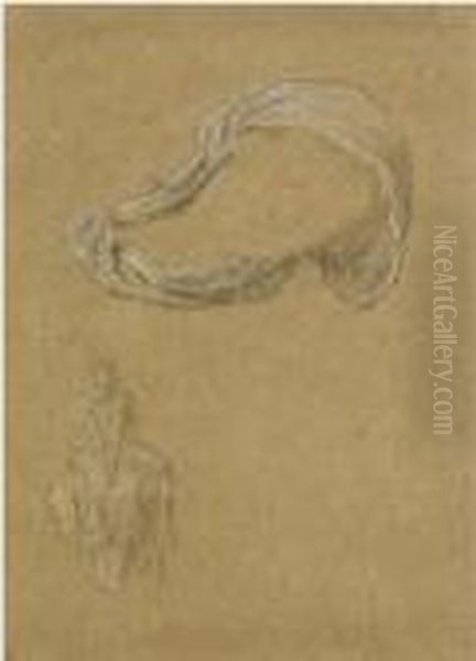 Five Drapery Studies Oil Painting by Frederick Leighton