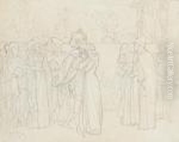 A Study For An Illustration Containing Figuresin Historical Costume Oil Painting by Frederick Leighton