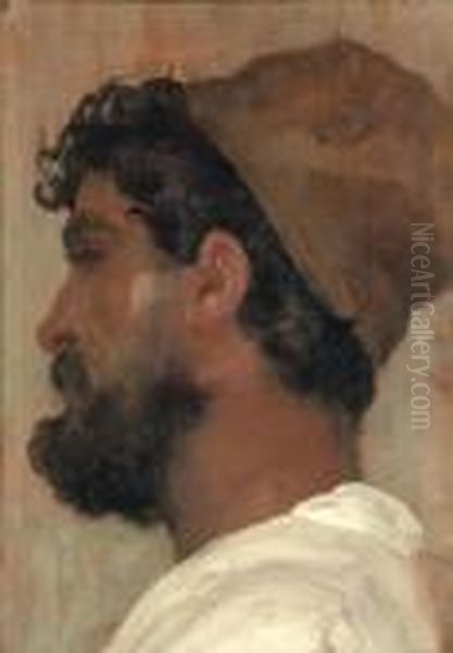 Study Of A Head For 'captive Andromache' Oil Painting by Frederick Leighton