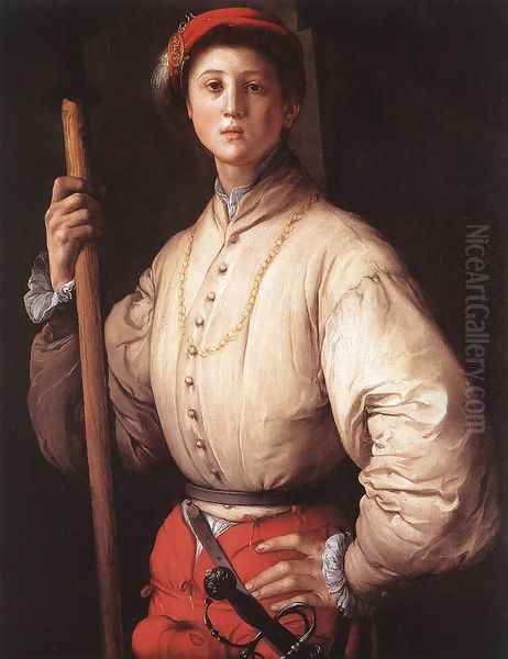 Halberdier 1530s 2 Oil Painting by (Jacopo Carucci) Pontormo