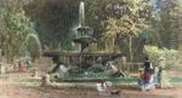 Fontana Di Cavelle, Villa Borghese, Rome Oil Painting by William Leighton Leitch