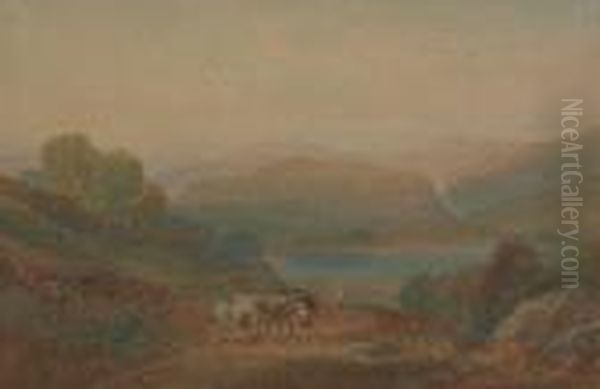 On A Highland Road Oil Painting by William Leighton Leitch