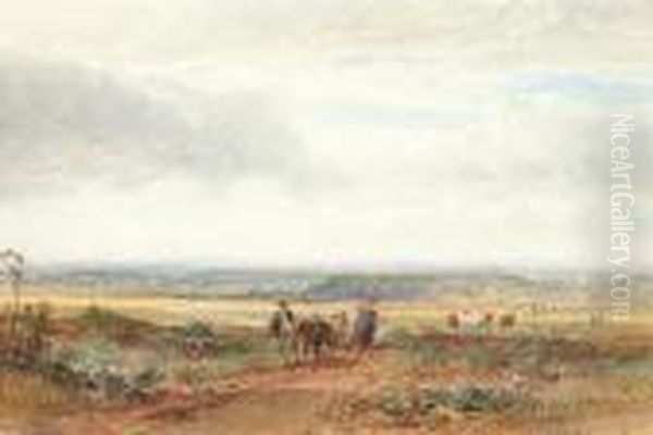 Figures And Livestock On A Track Oil Painting by William Leighton Leitch