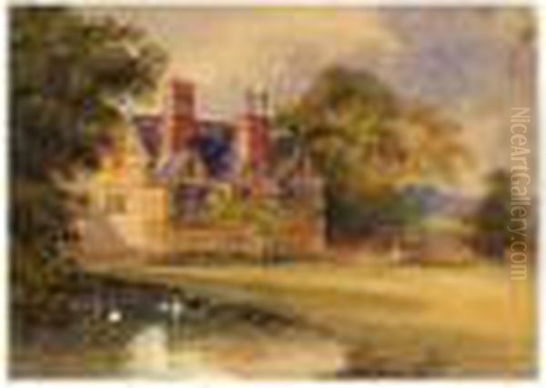 Heford-y-briglich Farm Plas Power, Wrexham Oil Painting by William Leighton Leitch