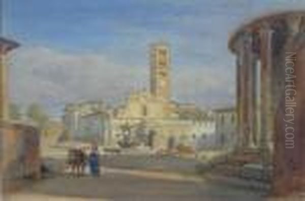 Vesta Temple, Rome Oil Painting by William Leighton Leitch