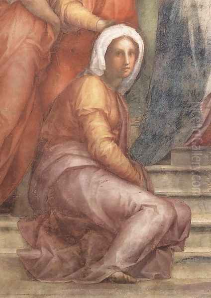 Visitation (detail) 1514-16 Oil Painting by (Jacopo Carucci) Pontormo