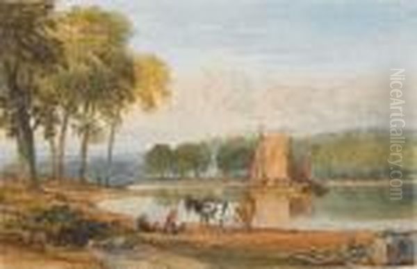 Figures In A Landscape Oil Painting by William Leighton Leitch