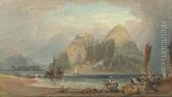 Dumbarton Rock, Dunbartonshire Oil Painting by William Leighton Leitch