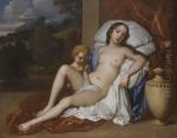 Portrait Of A Young Woman And 
Child, As Venus And Cupid, Almost Certainly Nell Gwyn (1650-1687) Oil Painting by Sir Peter Lely