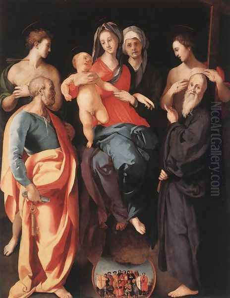 Madonna and Child with St Anne and Other Saints c. 1529 Oil Painting by (Jacopo Carucci) Pontormo