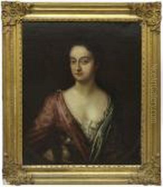 Portrait Of A Lady Holding A Spaniel Oil Painting by Sir Peter Lely