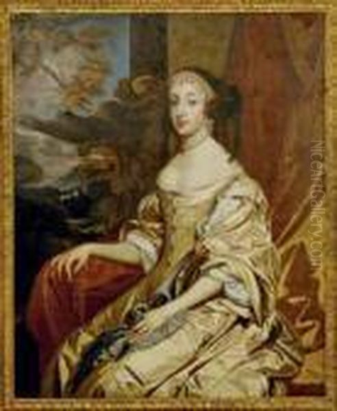 Portrait Of Henriette D'angleterre, Dutchess Of Orleans, Seated Ina Landscape Oil Painting by Sir Peter Lely