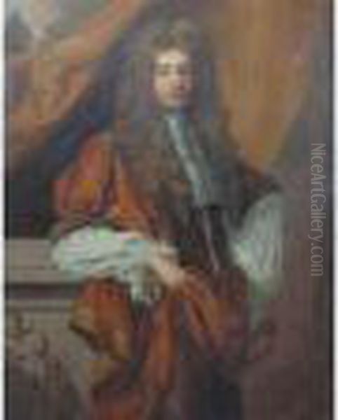 Three Quarter Length Portrait Of A Gentleman Oil Painting by Sir Peter Lely