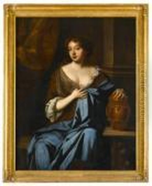 Portrait Of A Lady, Her Hand On An Urn Oil Painting by Sir Peter Lely