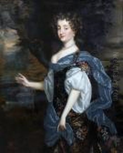 A Portrait Of A Noble Lady,three-quarter-length Oil Painting by Sir Peter Lely