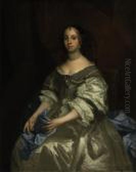 Portrait Of Queen Catherine Of Braganza Oil Painting by Sir Peter Lely