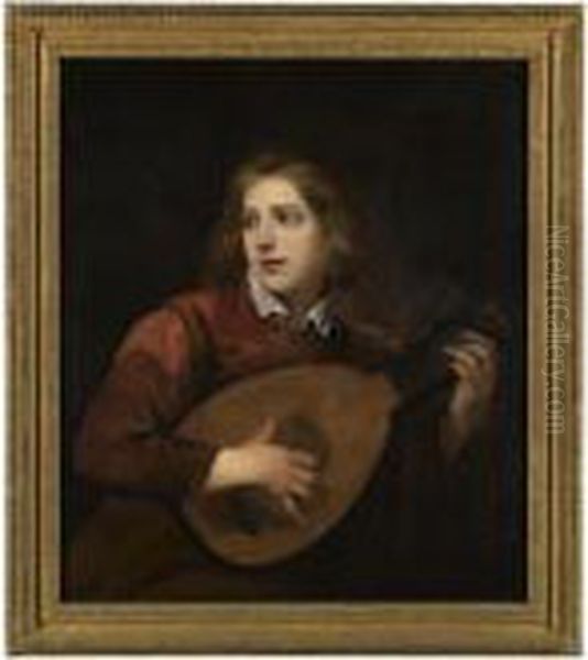 A Boy Playing The Lute Oil Painting by Sir Peter Lely