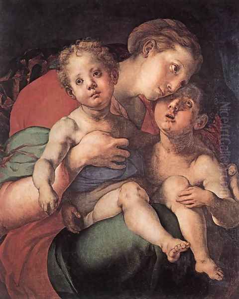 Madonna and Child with the Young St John c. 1528 Oil Painting by (Jacopo Carucci) Pontormo