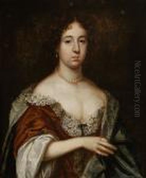 Portrait Of A Lady In A Brown Dress Oil Painting by Sir Peter Lely