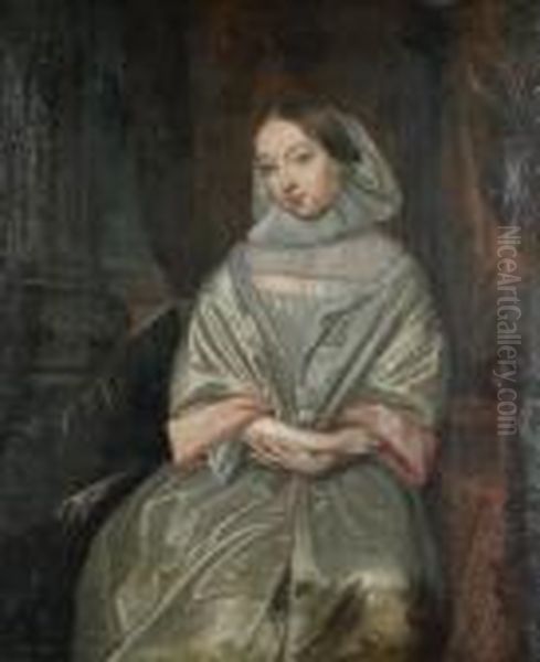 Portrait Of A Lady Seated In An Interior Oil Painting by Sir Peter Lely