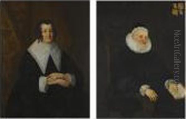 Portraits Of Sir Randolph Crewe; And His Wife Julia Fasey, Ladycrewe Oil Painting by Sir Peter Lely