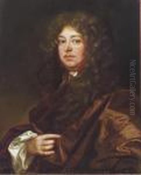 Portrait Of A Gentleman Wearing A Brown Robe Oil Painting by Sir Peter Lely