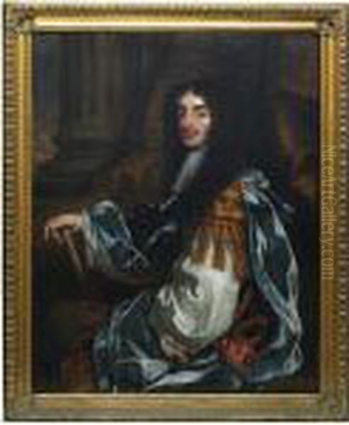 A Three-quarter Length Portait Of Charles Ii Oil Painting by Sir Peter Lely