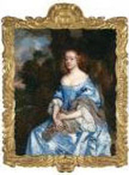 Portrait Of Lady Anna Grey Or Lady Mary Grey, Her Sister Oil Painting by Sir Peter Lely